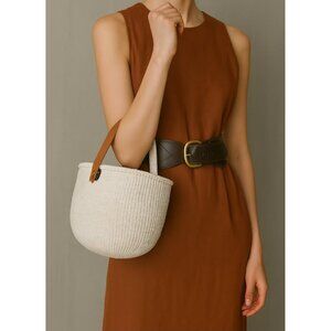 MIFUKO MEDIUM SHOPPER BEACH BASKET WOVEN WHITE  BAG